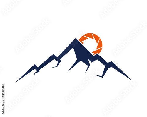 Mountain with lens shape sunset