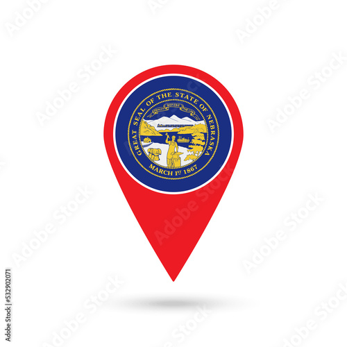 Map pointer with flag of Nebraska. Vector illustration. Free Download Map pointer with flag of Nebraska. Vector illustration. - GFXLoad