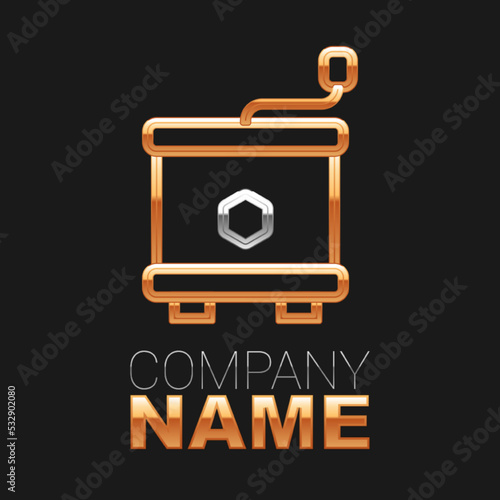 Line Honey extractor icon isolated on black background. Mechanical device for honey extraction from honeycombs. Colorful outline concept. Vector