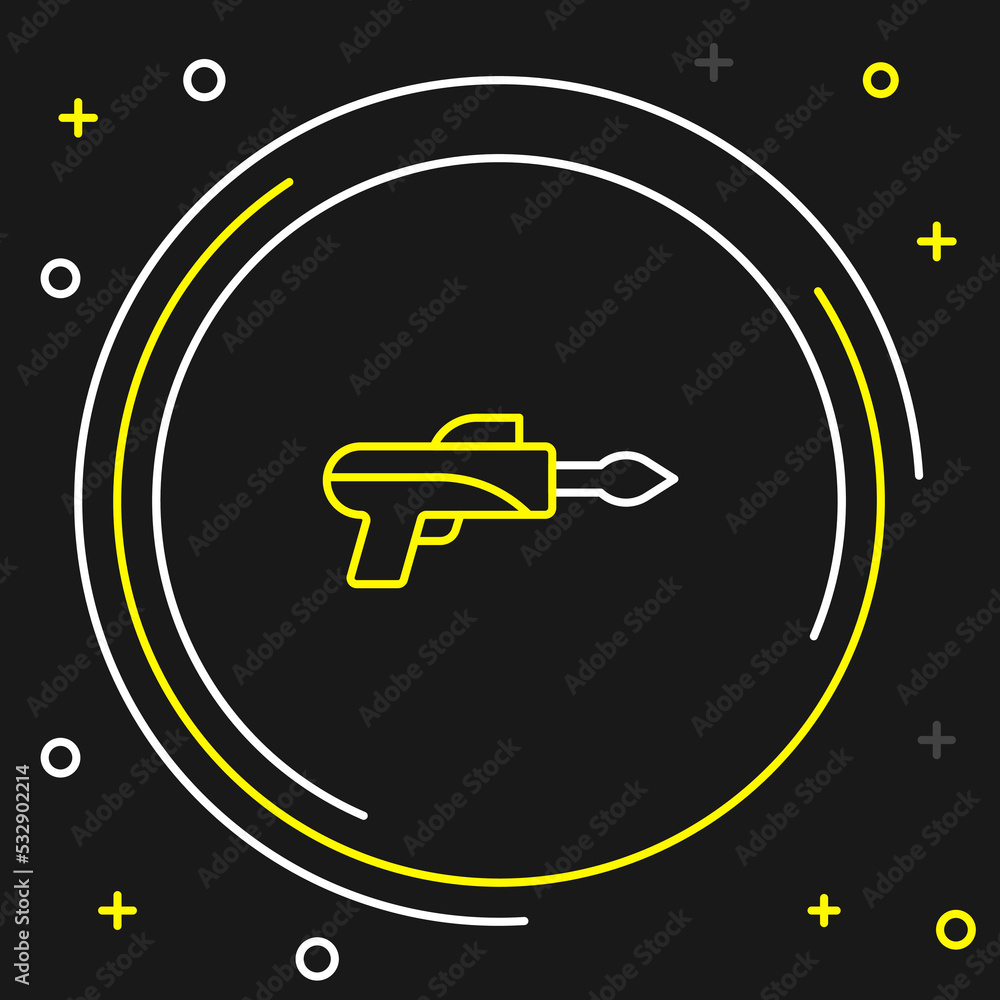 Line Fishing hook icon isolated on black background. Fishing tackle. Colorful outline concept. Vector Line Fishing hook icon isolated on black background. Fishing tackle. Colorful outline concept. Vector
