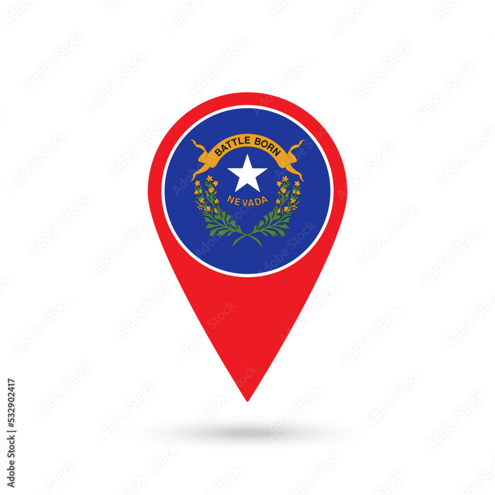 Map pointer with flag of Nevada. Vector illustration. Map pointer with flag of Nevada. Vector illustration.