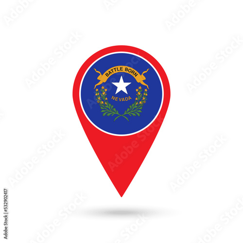 Free Download Map pointer with flag of Nevada. Vector illustration. - GFXLoad