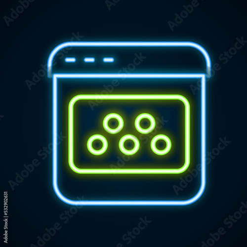 Glowing neon line Taxi mobile app icon isolated on black background. Mobile application taxi. Colorful outline concept. Vector