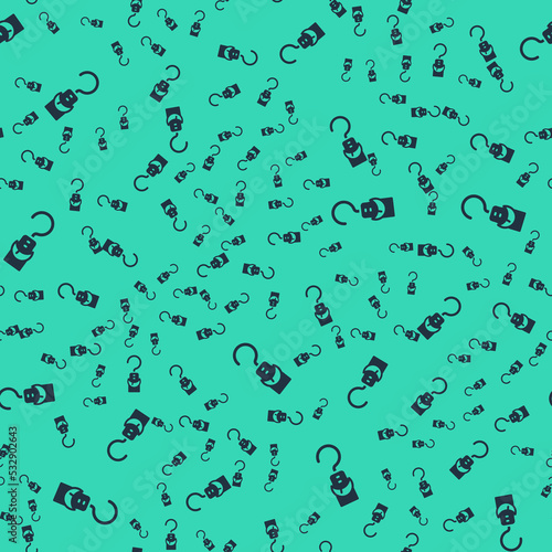 Black Spring scale icon isolated seamless pattern on green background. Balance for weighing. Determination of weight. Vector