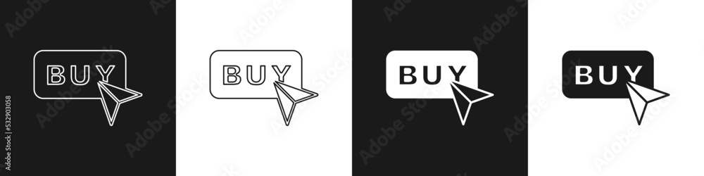 Set Buy button icon isolated on black and white background. Vector Set Buy button icon isolated on black and white background. Vector