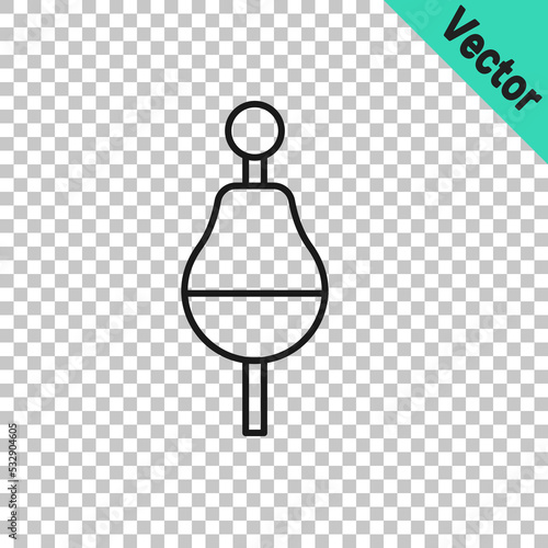 Black line Fishing float icon isolated on transparent background. Fishing tackle. Vector