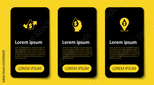 Set Oil drop with dollar symbol, and price increase. Business infographic template. Vector