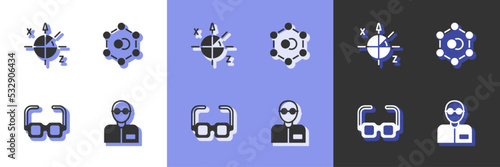Set Teacher, Trigonometric circle, Glasses and Molecule icon. Vector
