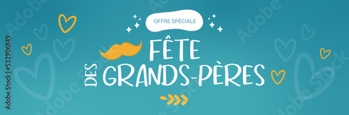 Fête des grands-pères - Offre spéciale - Bannière - Titre et illustrations