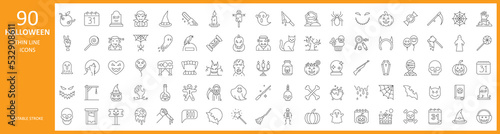 set of 90 halloween icons. outline thin line icons. Collection of perfectly thin icons for web design, app, poster, flyer and modern projects