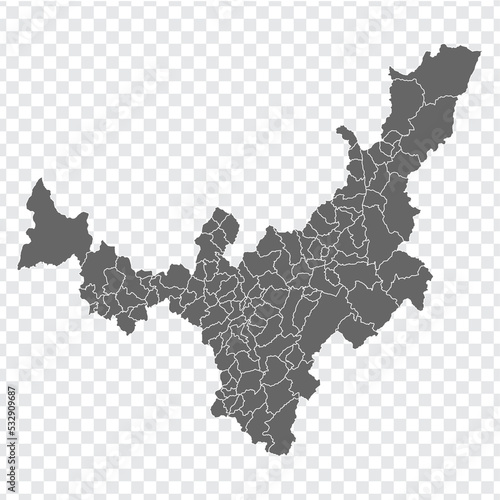 Blank map Boyaca of Colombia. High quality map Boyaca with municipalities on transparent background for your web site design, logo, app, UI. Colombia.  EPS10.