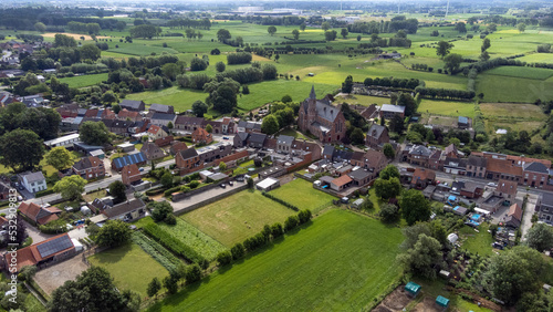aerial view of a village , Heiende, Lokeren, Belgium