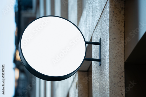 Hanging signage on the wall. Light box template for the logo