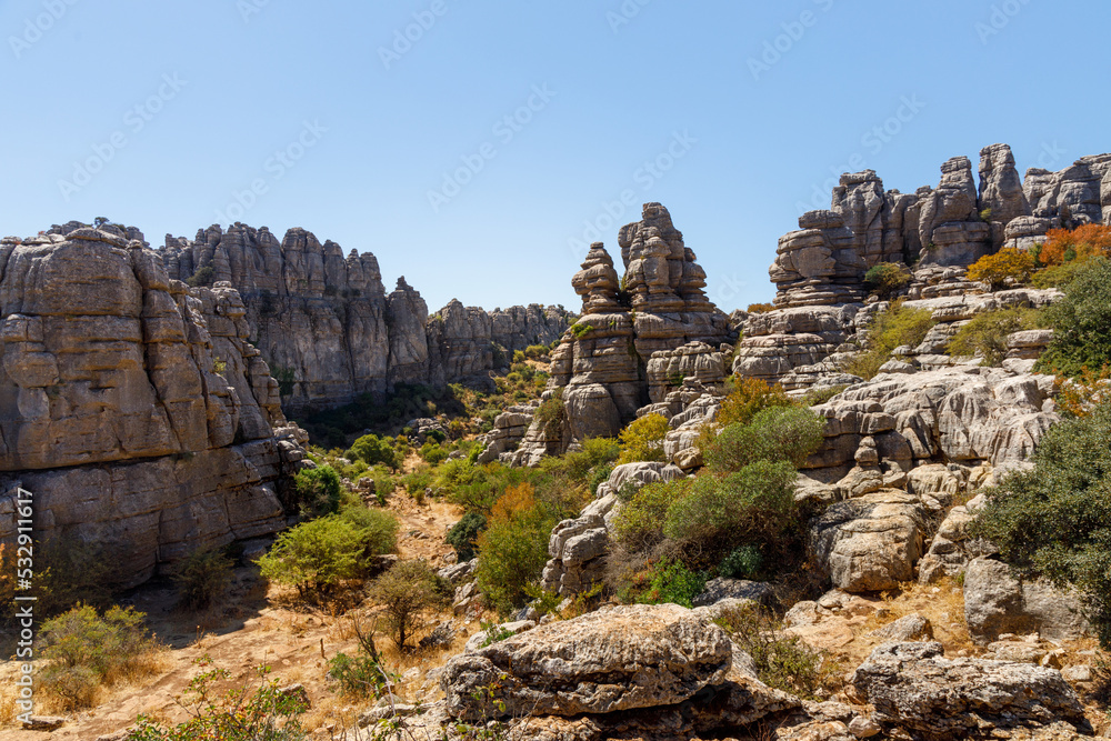 Torcal de Antequera Natural park in Andalusia Spain. Karst landscape in Spain. 