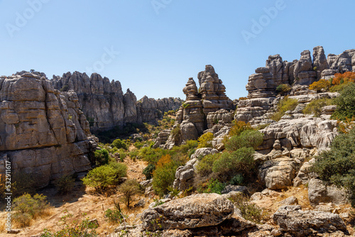 Torcal de Antequera Natural park in Andalusia Spain. Karst landscape in Spain.  photo