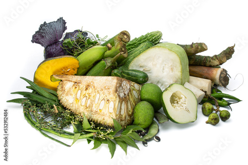 vegetables stack of Chaitra Sankranti. traditional mix vegetable known as Pachon. this is main dish of the festival in last day of the Bangla year. photo