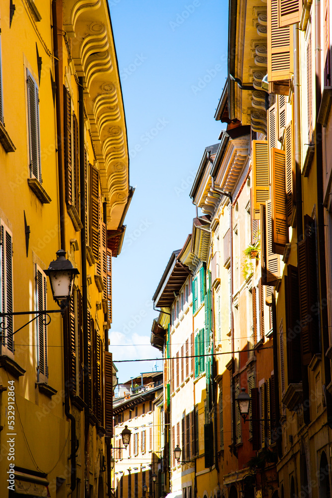 Old town of Saló on Lake Garda, beautiful old houses and streets