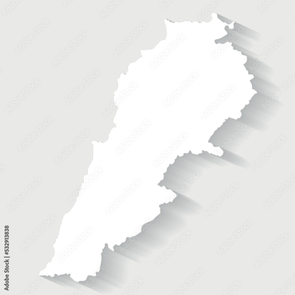 Simple white Lebanon map on gray background, vector, illustration, eps 10 file