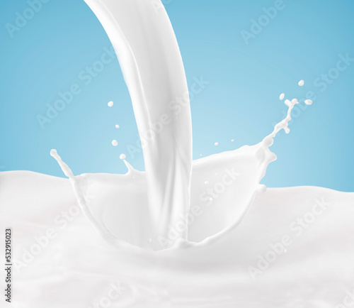 splashing milk on a blue background