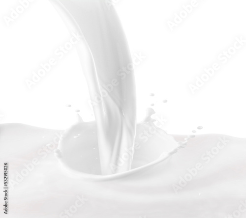 splashing milk on a white background