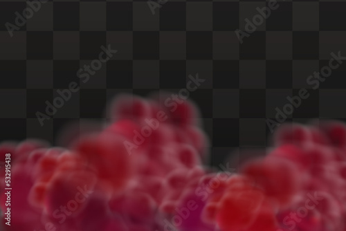 Realistic scary mystical red fog or dust in night Halloween. Purple poisonous gas, dust and smoke effect.