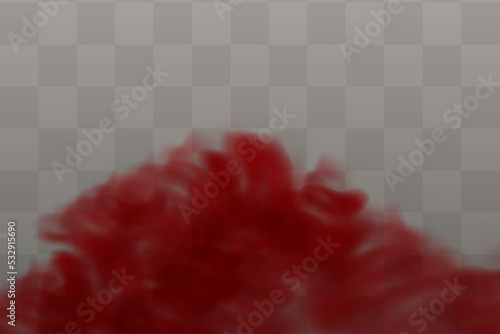 Realistic scary mystical red fog or dust in night Halloween. Purple poisonous gas, dust and smoke effect.