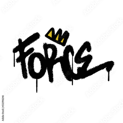 Graffiti spray paint Word Force Isolated Vector Illustration