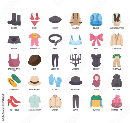 Set of Clothes 1 thin line icons for any web and app project.