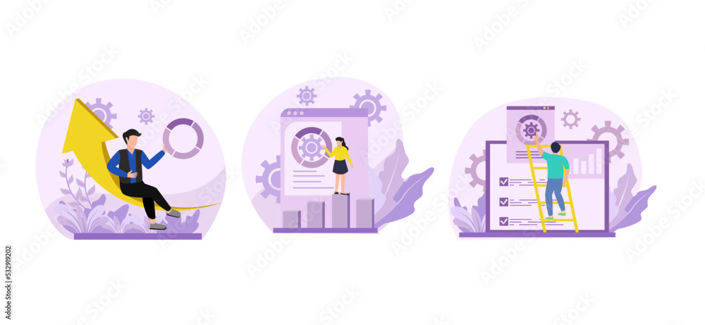 Flat Bundle Business Purple Design Illustration