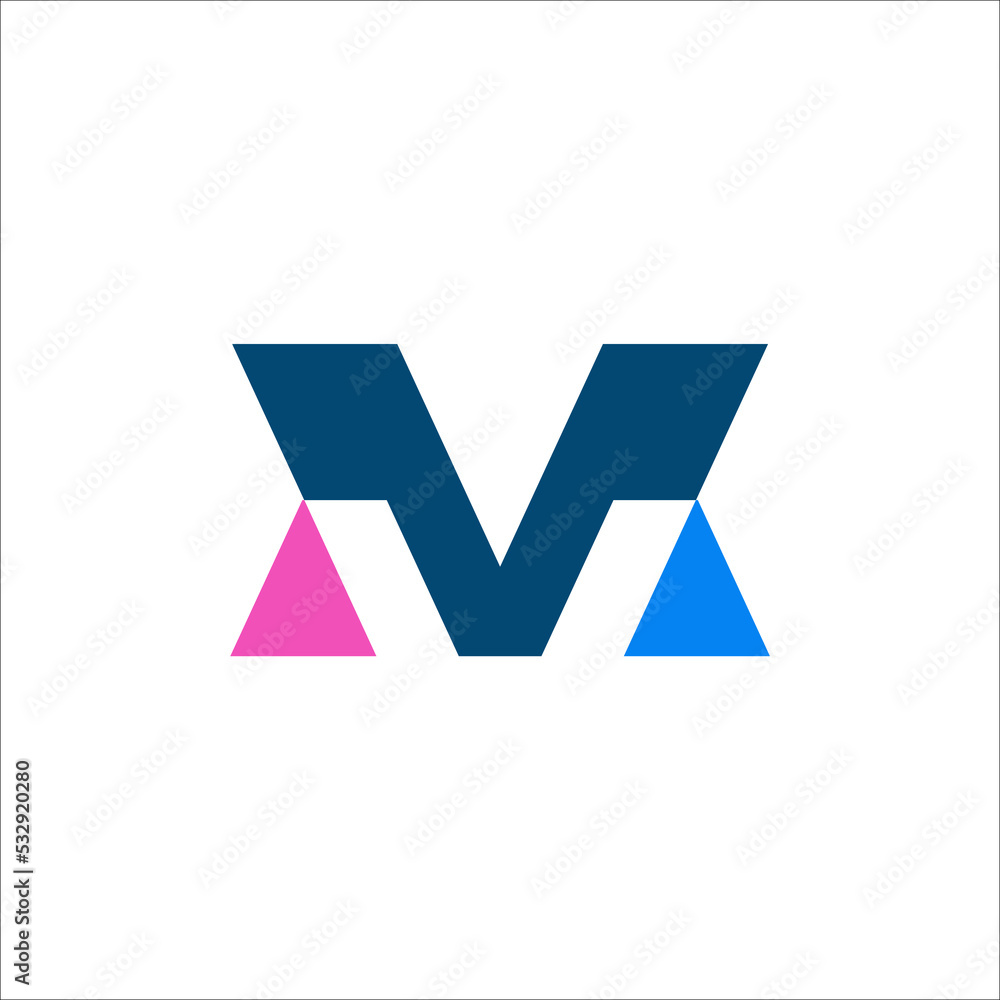 Initials MV, VM, M technology logo vector Initials MV, VM, M technology logo vector