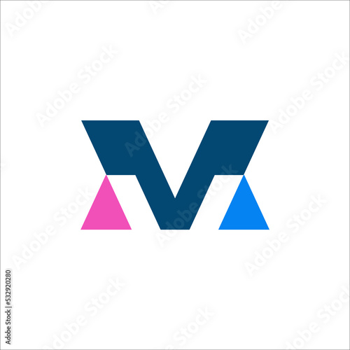 Initials MV, VM, M technology logo vector