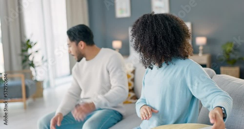 Divorce, slap and angry couple fight due to cheating, violence conflict and marriage problems at home. Anger, frustrated and jealous woman hitting, abuse and fighting a stressed and toxic partner