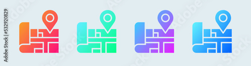 Maps solid icon in gradient colors. Location pin signs vector illustration. © Yasir Design