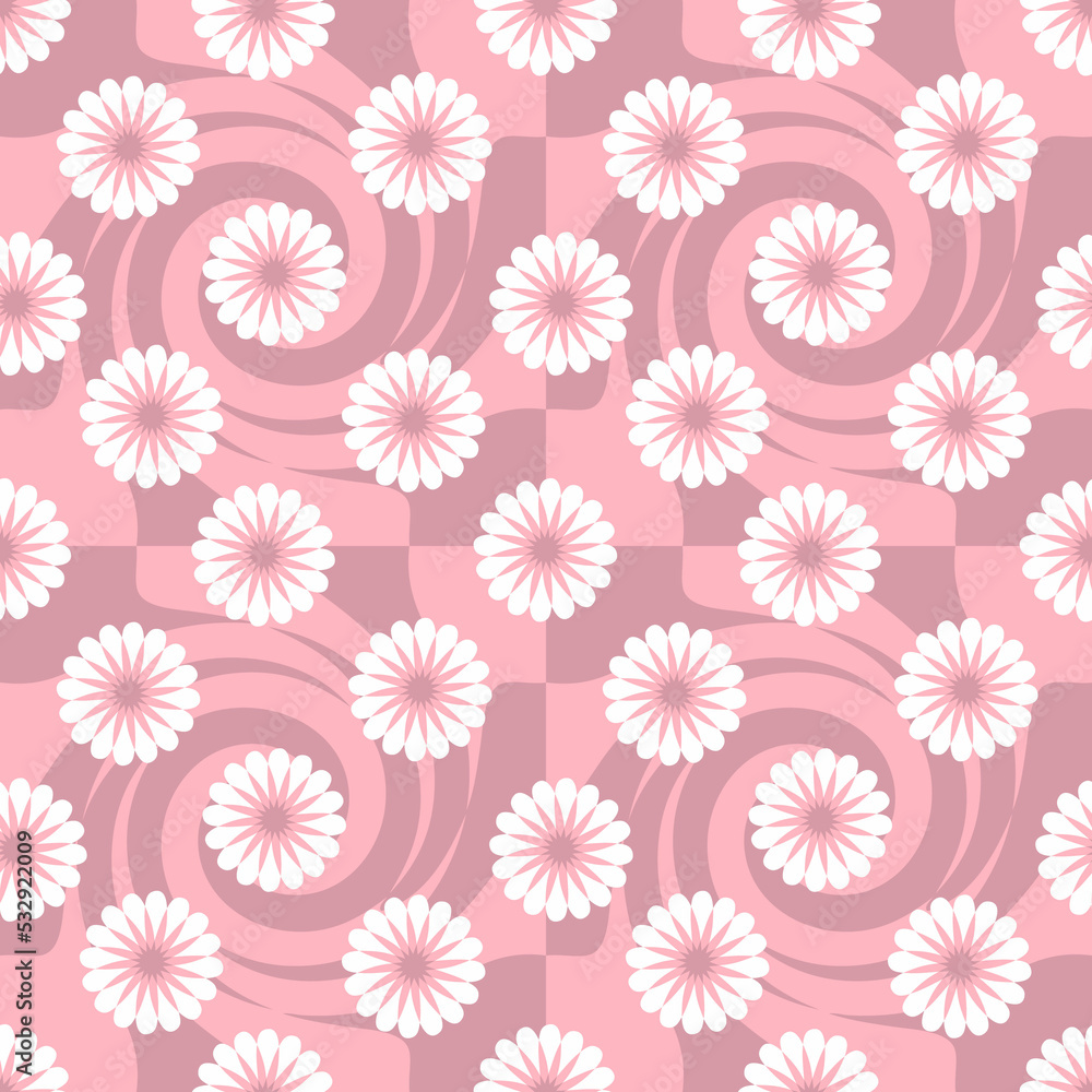 Groovy seamless pattern with abstract flowers in 1960 style. Floral aesthetic print for fabric, paper, stationery. Retro illustration for decor and design. Groovy seamless pattern with abstract flowers in 1960 style. Floral aesthetic print for fabric, paper, stationery. Retro illustration for decor and design.