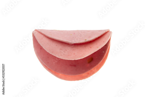 Sliced sausage isolated on white background 