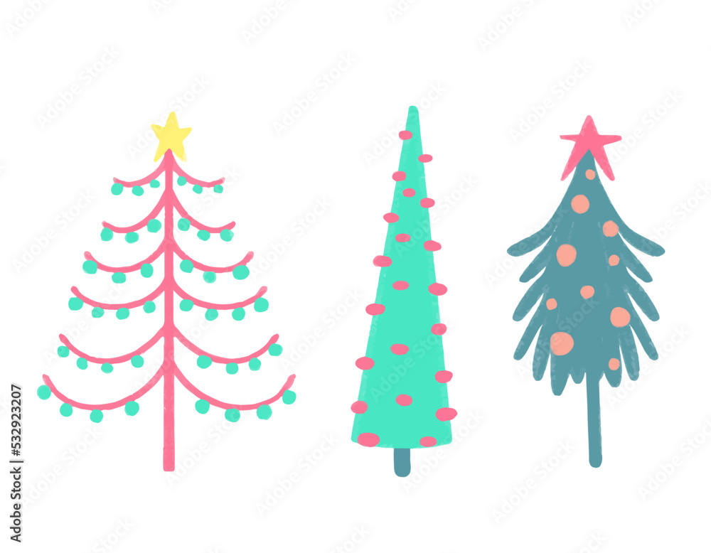 Obraz premium Watercolor vector illustration of Christmas trees. Merry Christmas and Happy New Year greeting card.