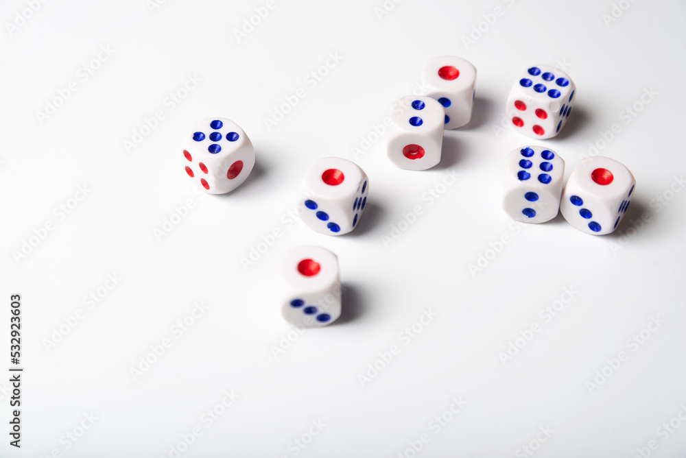Dice with numbers on white background. Accident Dice with numbers on white background. Accident