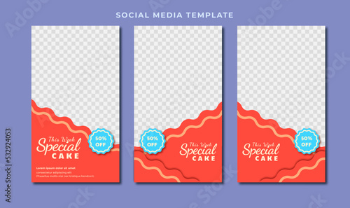Flat design social media post template, banner design, cake template, special cake template with color red