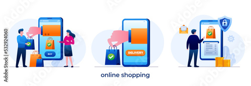 online shopping, sale concept, easy payment, shopping sale, shop, store, e-commerce, finance, business, flat illustration vector