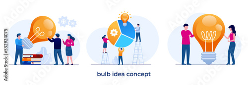 bulb idea concept, teamwork, collaboration, creativity, bulb, bright, strategy, corporate, flat illustration vector