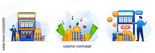 casino concept, gambling, game, win, gamble, money, win, vegas, poker, jackpot, winner, flat illustration vector
