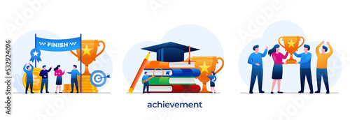 achievement concept, education, graduation, graduate, progress, degree, student, flat illustration vector