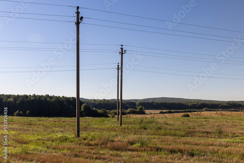 High concrete poles with electric wires