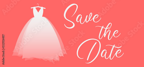 wedding invitation card save the date  with wedding dress of the bride, Wedding t shirts design, Hand drawn lettering phrase, Calligraphy t shirt design