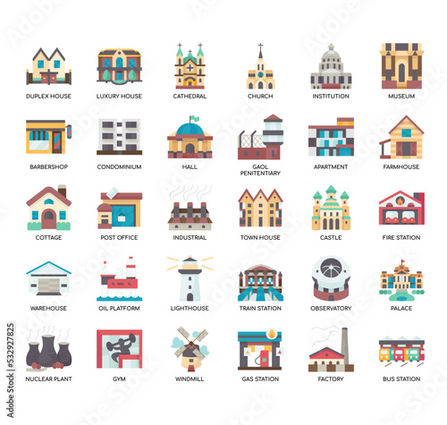 Set of Building 2 thin line icons for any web and app project.
