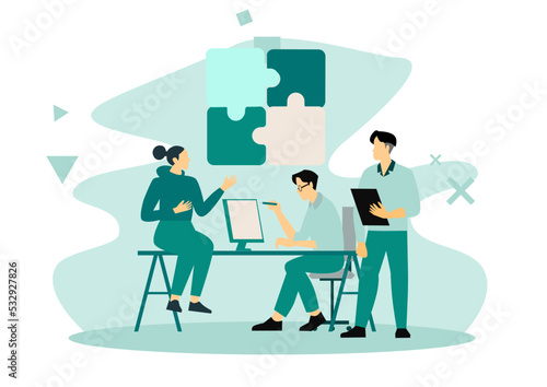 Symbol of teamwork, cooperation, and partnership. Vector isolated background. web banner, mobile website.