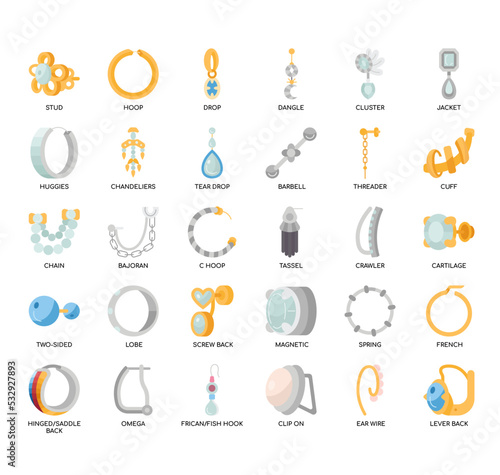 Set of Earrings thin line icons for any web and app project.