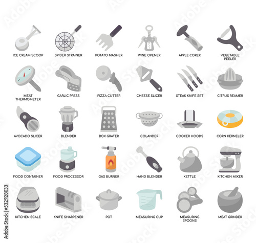 Set of Kitchen Tools thin line icons for any web and app project.