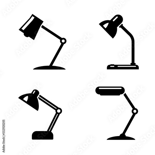 Office table desk lamp icon light. Desk lamp light bulb vector desktop office illustration design