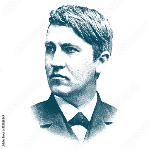 Thomas A. Edison, engraving illustration photo